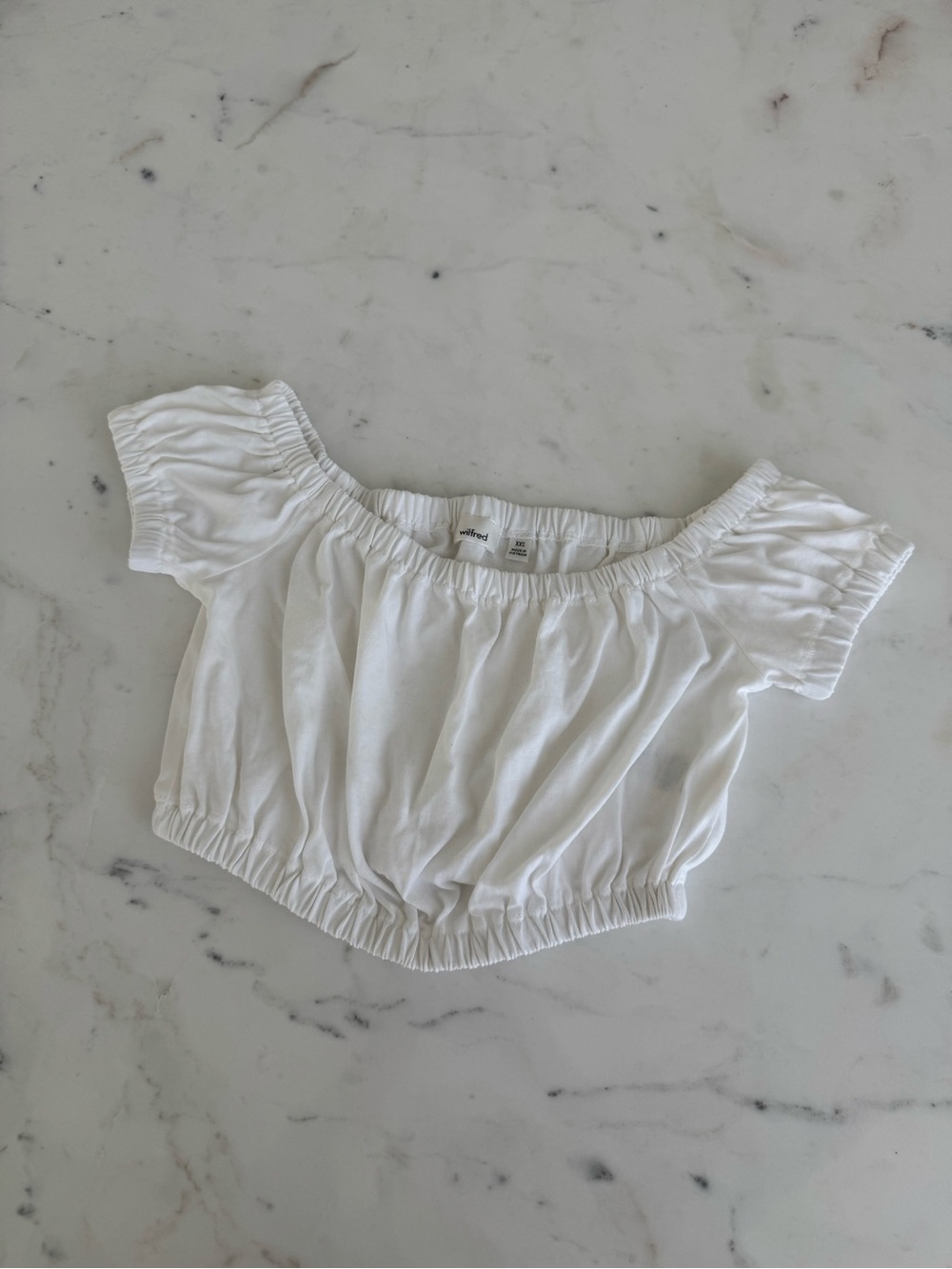 Aritzia - Wilfred White Off-Shoulder Cropped Top (XXS) - Brand New